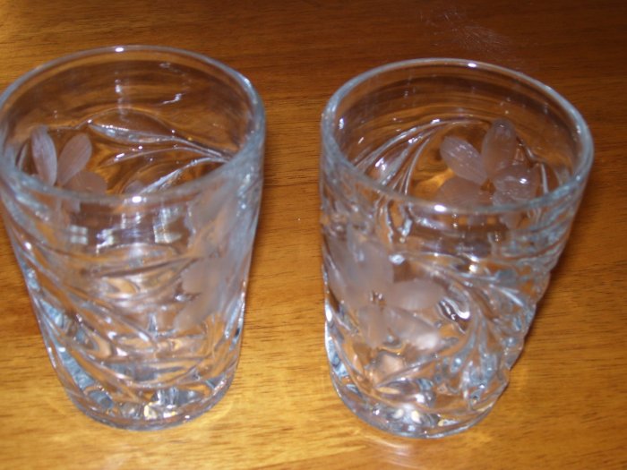 Two Glass cut cocktail glasses