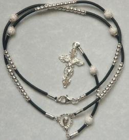 Sterling corded rosary necklace