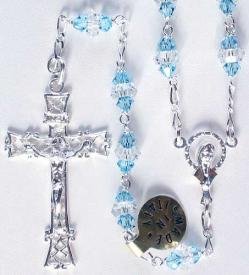 Aquamarine Swarovski Crystal Sterling Silver Rosary