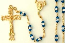 Gold over Sterling silver rosary with crystal beads