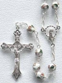 White Cloisonne' Rosary