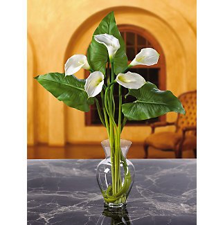Calla Lily Liquid Illusion w/Leaves Silk Arrangement