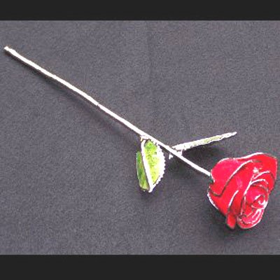 11" Silver/Red Rose