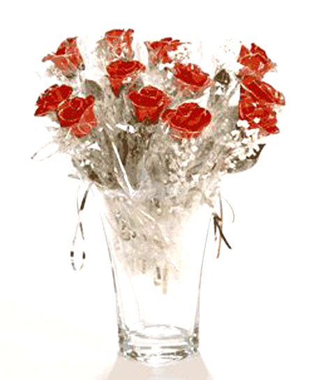 12 Silver/Red Roses