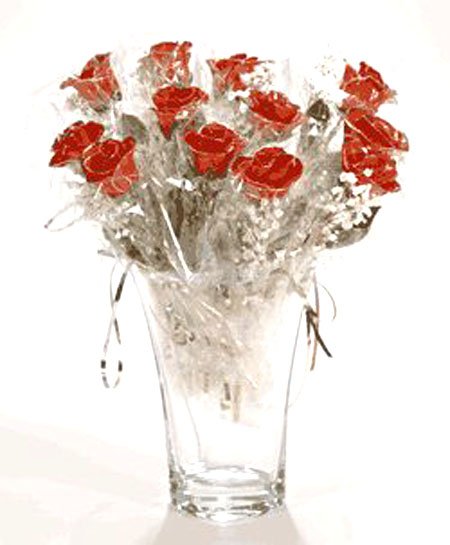 25 Silver/Red Roses