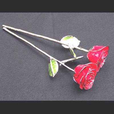 Anniversary Silver/Red Roses w/ Vase
