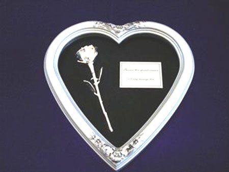 Silver Heart with 8" Silver Rose