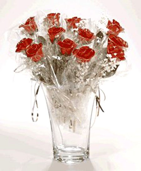 12 Red/Platinum Roses