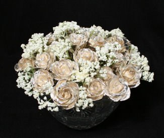 Twenty-five 9" All Silver Roses w/Vase