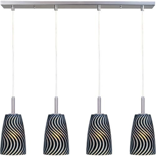 Carte 4 Light Island Light in Bronze with Black Zebra Glass