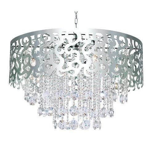 Trans Globe Lighting Modern Polished Chrome Eight-Light Crystal Pendant