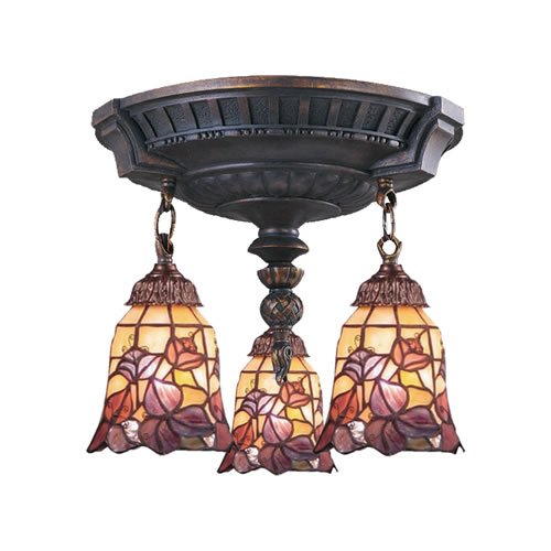 Mix-N-Match 3-Light Semi-Flush In Aged Walnut