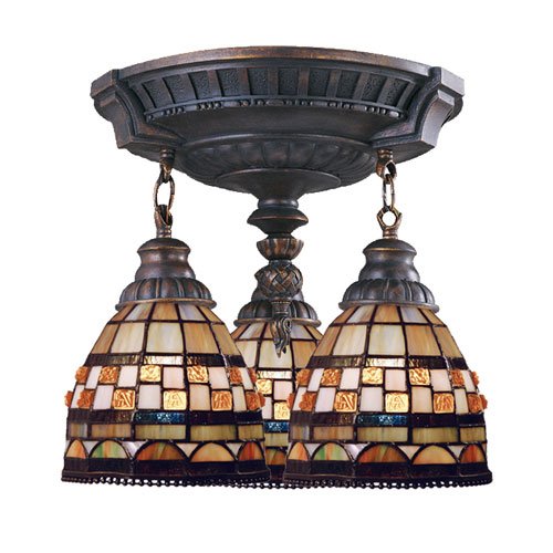 Mix-N-Match 3-Light Semi-Flush In Aged Walnut