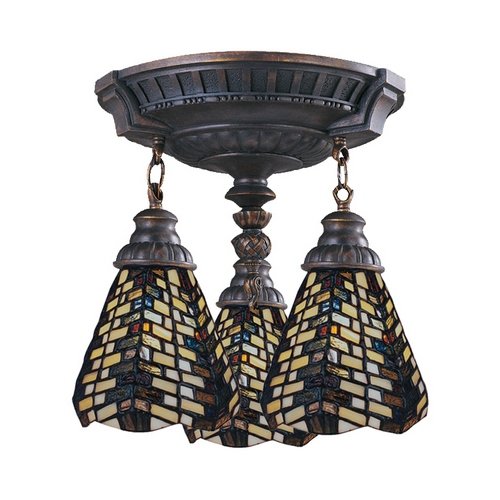 Mix-N-Match 3-Light Semi-flush in Aged Walnut