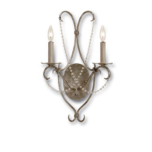Currey and Company Two Light Crystal Wall Sconce