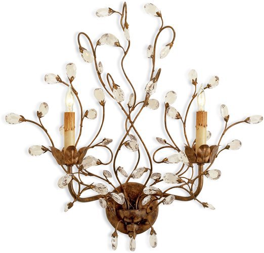 2 Light Crystal Bud Wall Sconce