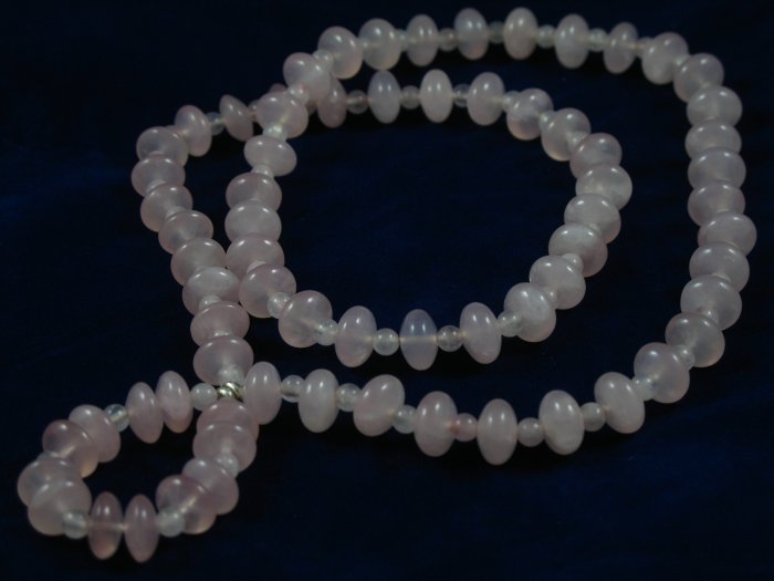 Rose quartz long chain handcrafted artisan pendant necklace