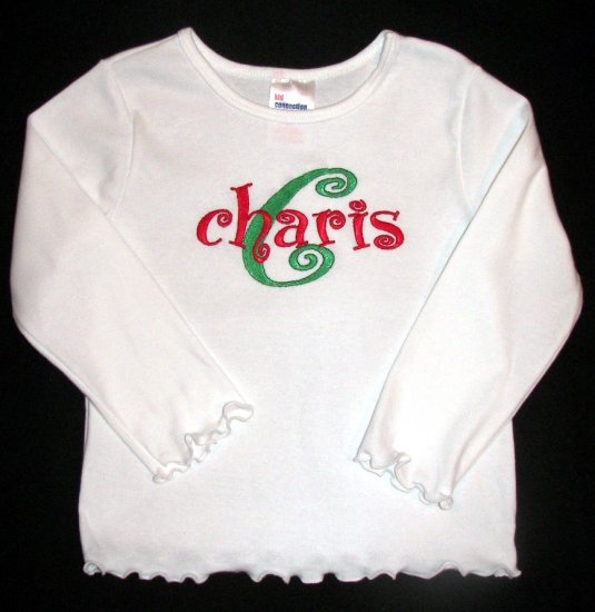 Swirly Girly Name Shirt Monogrammed Custom