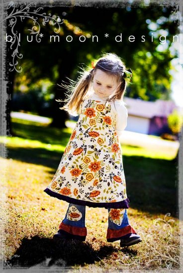Boutique Custom Handmade Dress Jean Set Flowers
