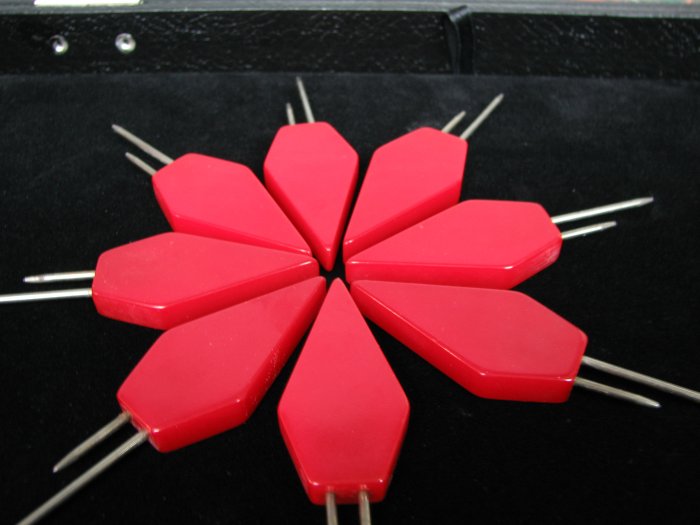 Eight Piece Cherry Red Bakelite Red Corn Holder/Kob-Nob Set