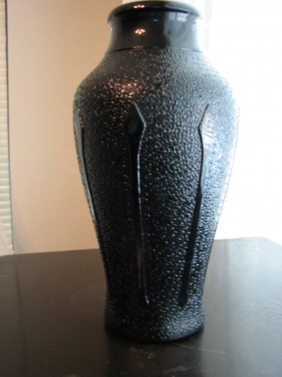 Medium Black Amethyst Molded Glass Vase
