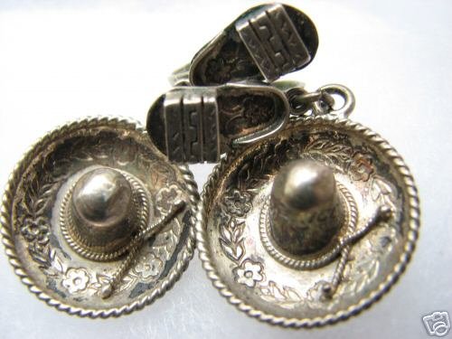 Vintage Sterling Taxco Hat/Sombrero & Sandal Earrings