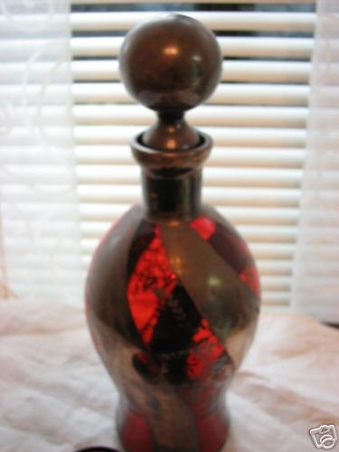 Victorian Ruby Glass Decanter and Glasses