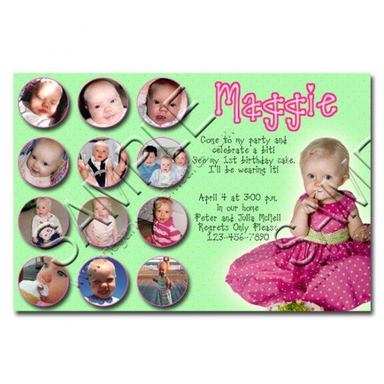 First Birthday Invitation - 12 months 4x6"