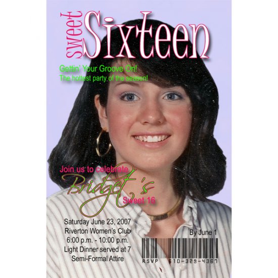 Sweet 16 Custom Photo Invitations 4x6"