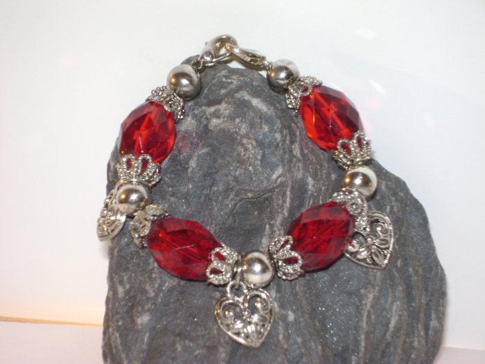 Red Filigree Hearts Medical I.D. Alert Replacement Bracelet