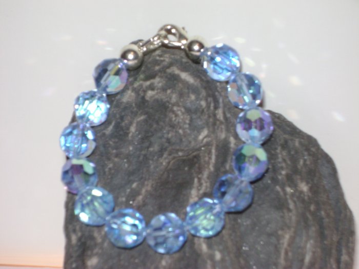 Blue Iridescent Facetted Glass Medical I.D. Alert Replacement Bracelet