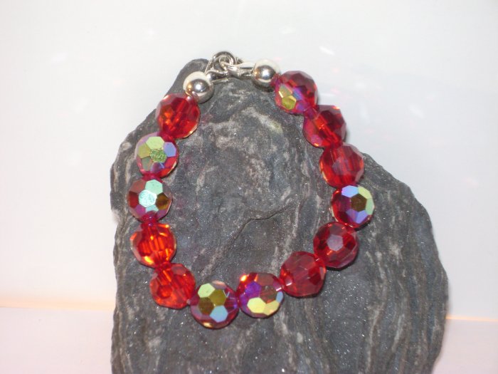 Red Iridescent Facetted Glass Medical I.D. Alert Replacement Bracelet