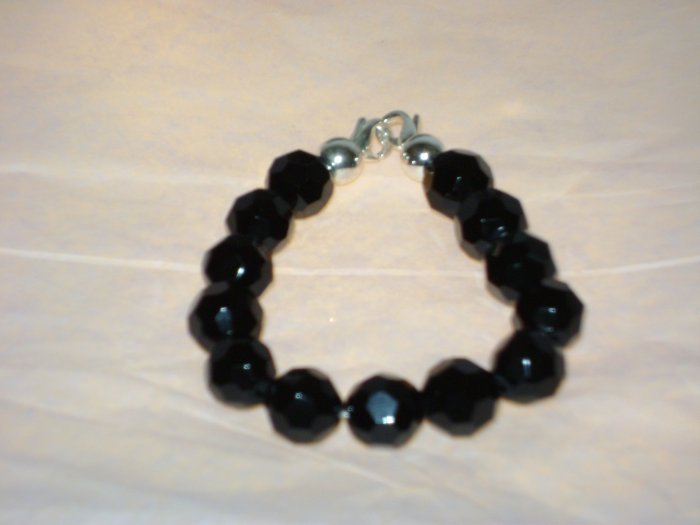 Black Facetted Glass Medical I.D. Alert Replacement Bracelet