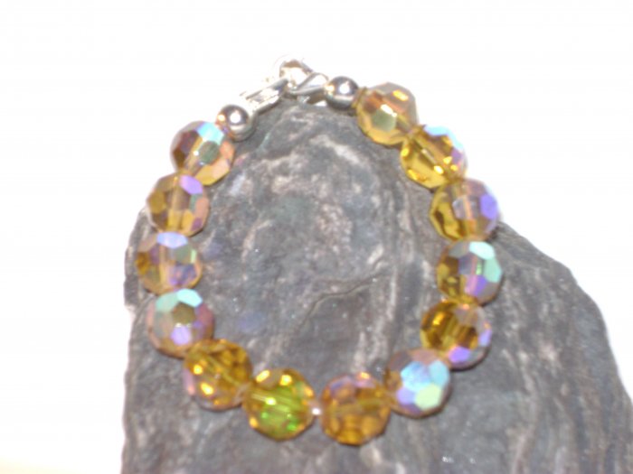 Amber Iridescent Facetted Glass Medical I.D. Alert Replacement Bracelet
