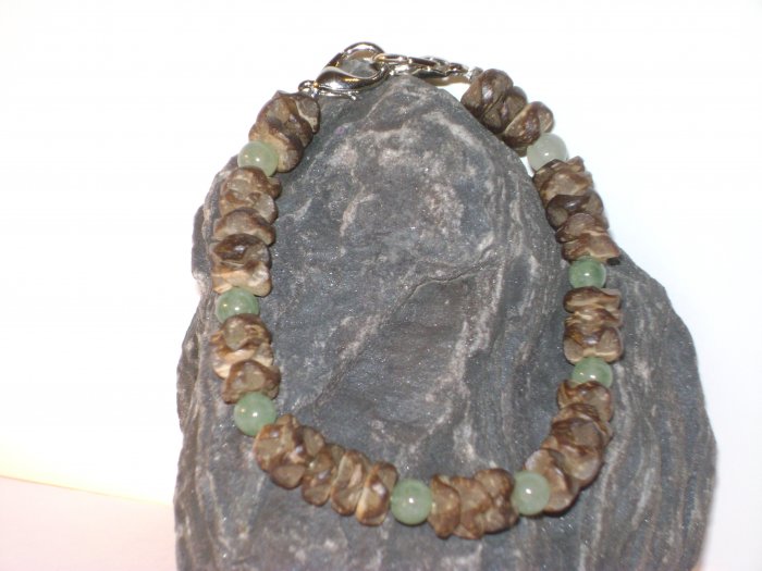 Wood Chips & Green Jade Medical I.D. Alert Replacement Bracelet