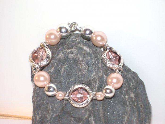 Peach & Silver Pearl Medical I.D. Alert Replacement Bracelet