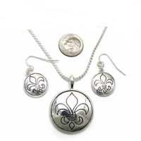 Fleur de lis stamped pendant set