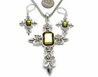 Fleur de lis cross set green