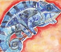 "Panther Chameleon" Gouache Painting Print