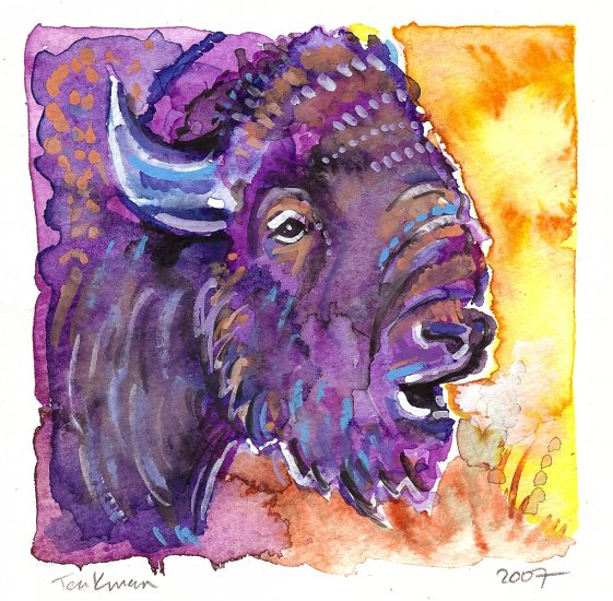"Bison" (Buffalo) Watercolor Painting Print