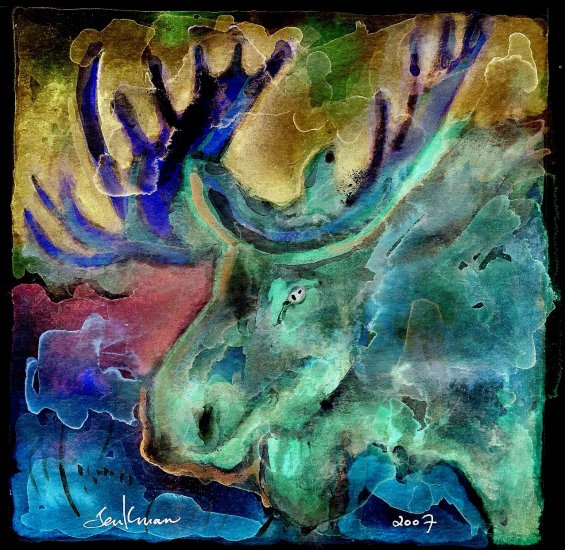 "Extreme Bull Moose" Watercoloring Painting Print