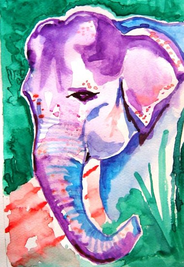 "Asian Elephant" Watercolor Painting Print