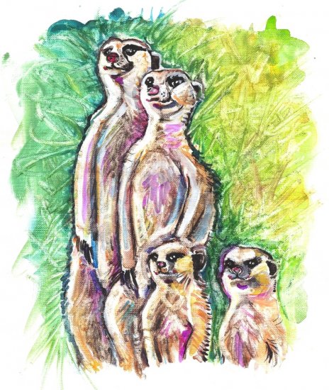 "Meerkat Family" Watercolor Painting Print
