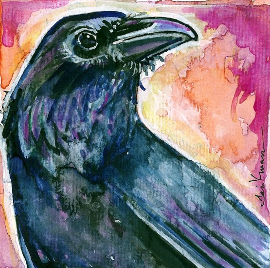 "Raven" Watercolor Painting Print