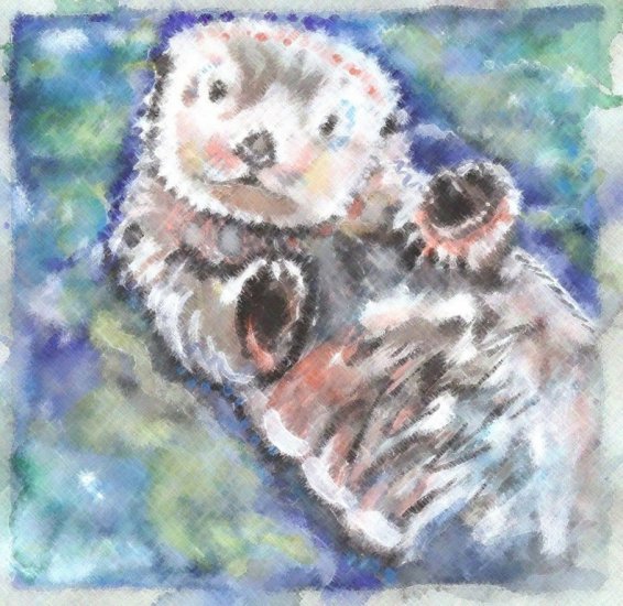 "Dreamy Sea Otter" Watercolor Painting Print