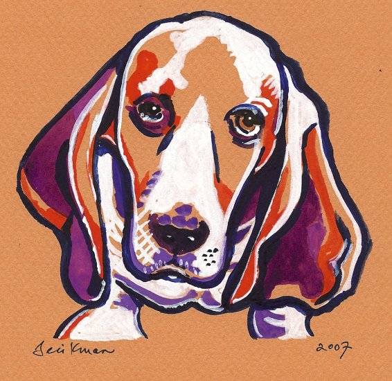 "Basset Hound" Watercolor Painting Print