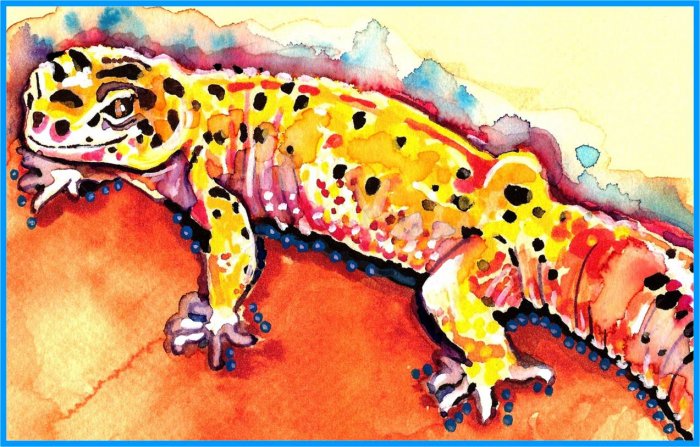 "Leopard Gecko" Watercolor Painting Print