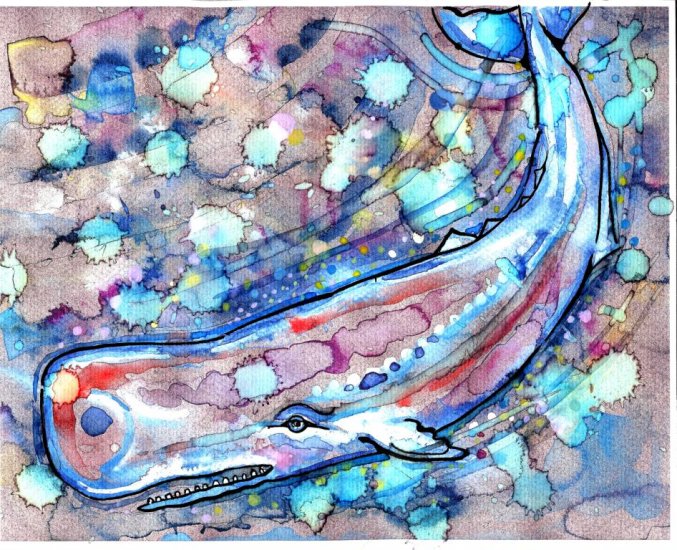"Sperm Whale" Watercolor Painting Print