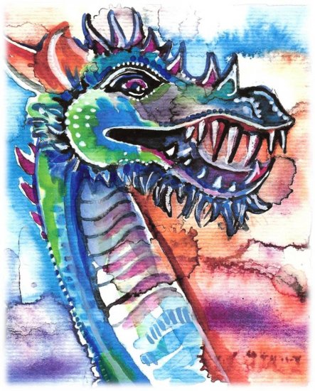 "Dragon Laugh" Watercolor Painting Print