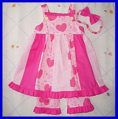 Toddler 3T 3 Spring Summer PINK HEARTS Boutique Girls SUNDRESS DRESS SET New